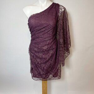 Hailey Logan by Adrianna Womens One Shoulder Floral Laced Dress Purple 7-8 Drape